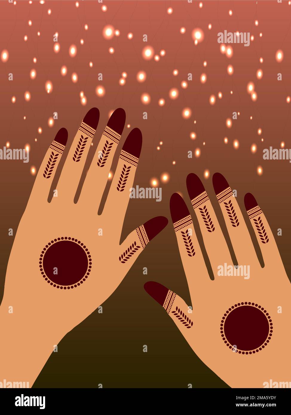 Motif floral Henna Mehndi Vector Hand Illustration Design, Henna Hands Vector, Henna Hands template Banner background design, Henna Banner logo Background Banque D'Images