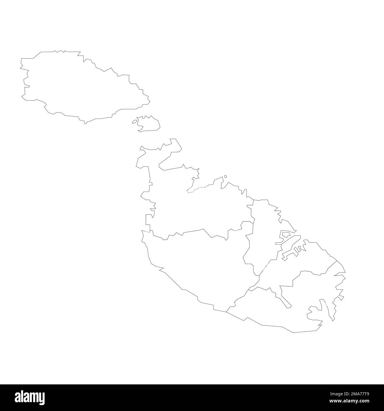 Malte carte politique des divisions administratives Illustration de Vecteur