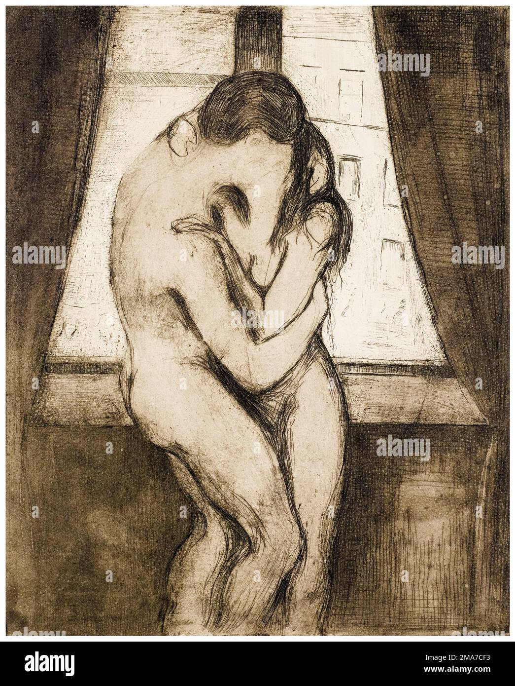 Edvard Munch, The Kiss, imprimé aquatint à partir de point sec, 1895 Banque D'Images