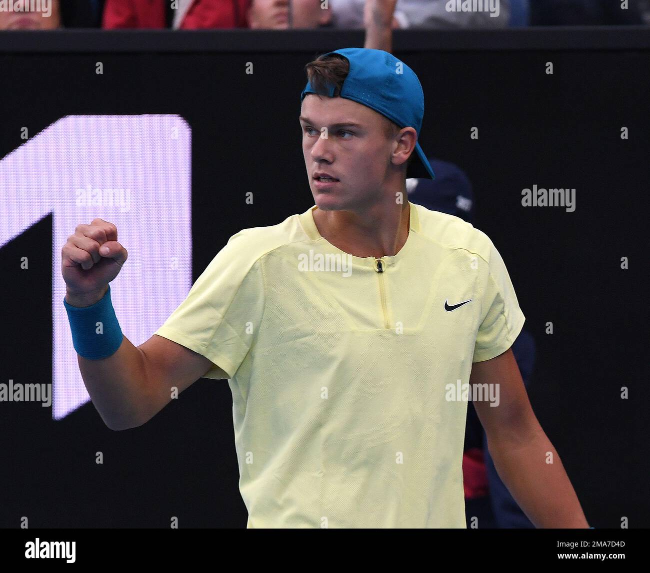 Melbourne, Australie. 19th janvier 2023. Open d'Australie 2023 Melbourne Park Day 4 19/01/2023 Holger Rune (DEN) deuxième partie crédit: Roger Parker/Alay Live News Banque D'Images Melbourne, Australie. 19th janvier 2023. Open d'Australie 2023 Melbourne Park Day 4 19/01/2023 Holger Rune (DEN) deuxième partie crédit: Roger Parker/Alay Live News Banque D'Images