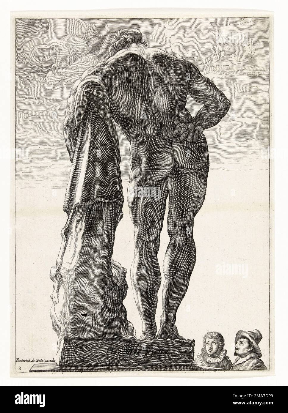 Farnesian Hercules, gravure en copperplate par Hendrik Goltzius, vers 1592 Banque D'Images