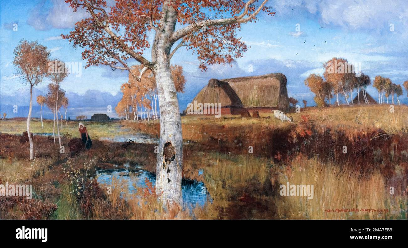Otto Modersohn, automne dans le Moor, peinture de paysage à l'huile sur toile, 1895 Banque D'Images