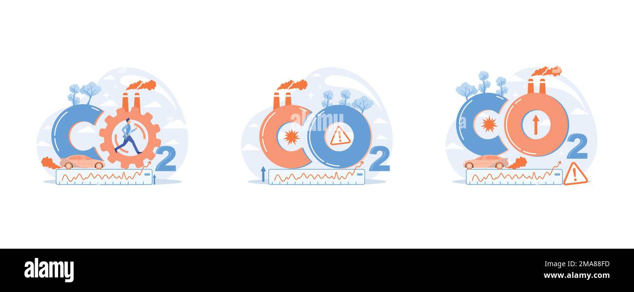 Enregistrer des niveaux élevés de dioxyde de carbone CO2 atmosphère. Les émissions industrielles affectent les changements de concentration de dioxyde de carbone. Causes du changement climatique sur l'apl Illustration de Vecteur Enregistrer des niveaux élevés de dioxyde de carbone CO2 atmosphère. Les émissions industrielles affectent les changements de concentration de dioxyde de carbone. Causes du changement climatique sur l'apl Illustration de Vecteur