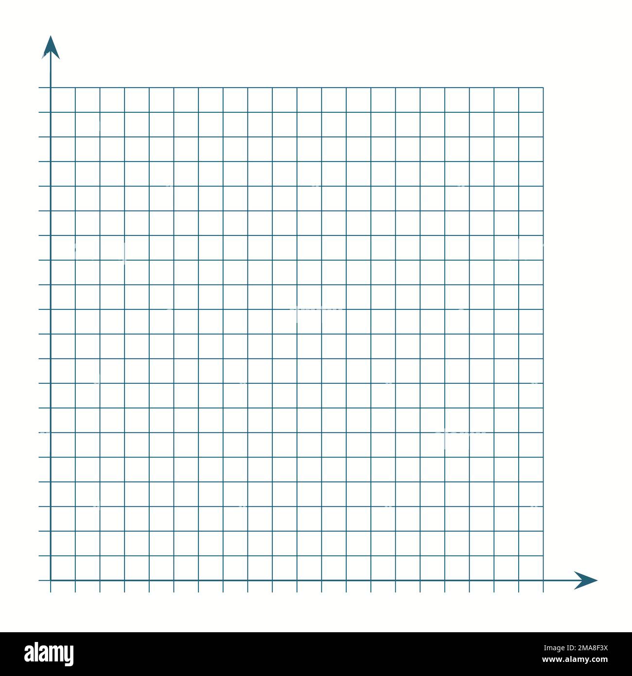 Papier quadrillé. Graphique mathématique. Système de coordonnées cartésien avec axe x, axe y. Arrière-plan au carré avec lignes de couleur. Motif géométrique pour l'école Illustration de Vecteur