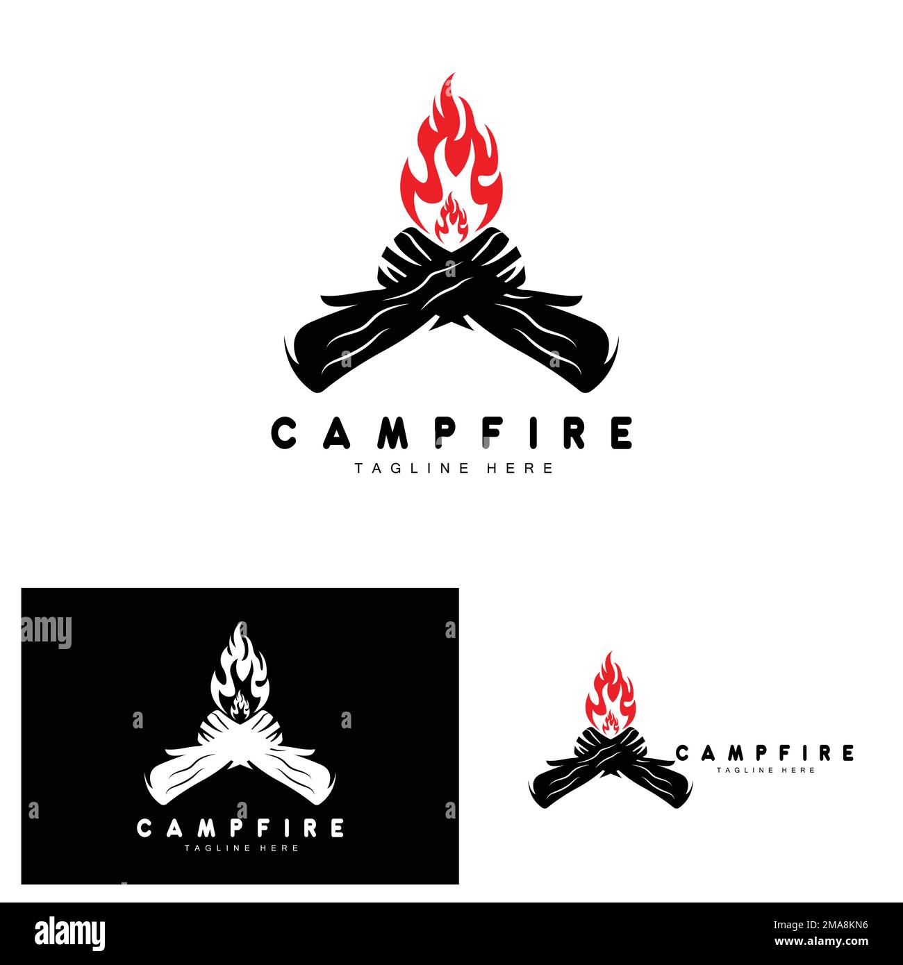 Logo de feu de camp Design, Camping Vector, Wood Fire et Forest Design Illustration de Vecteur