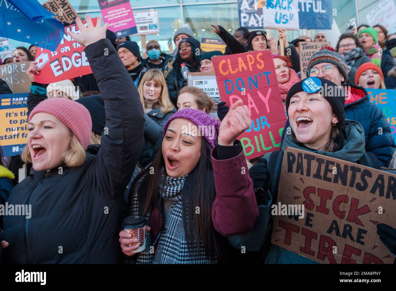 Le Royal College of Nursing and Unite tient une manifestation de deux jours à l'extérieur de divers hôpitaux du pays pour forcer la main du gouvernement dans le meilleur salaire, STA Banque D'Images