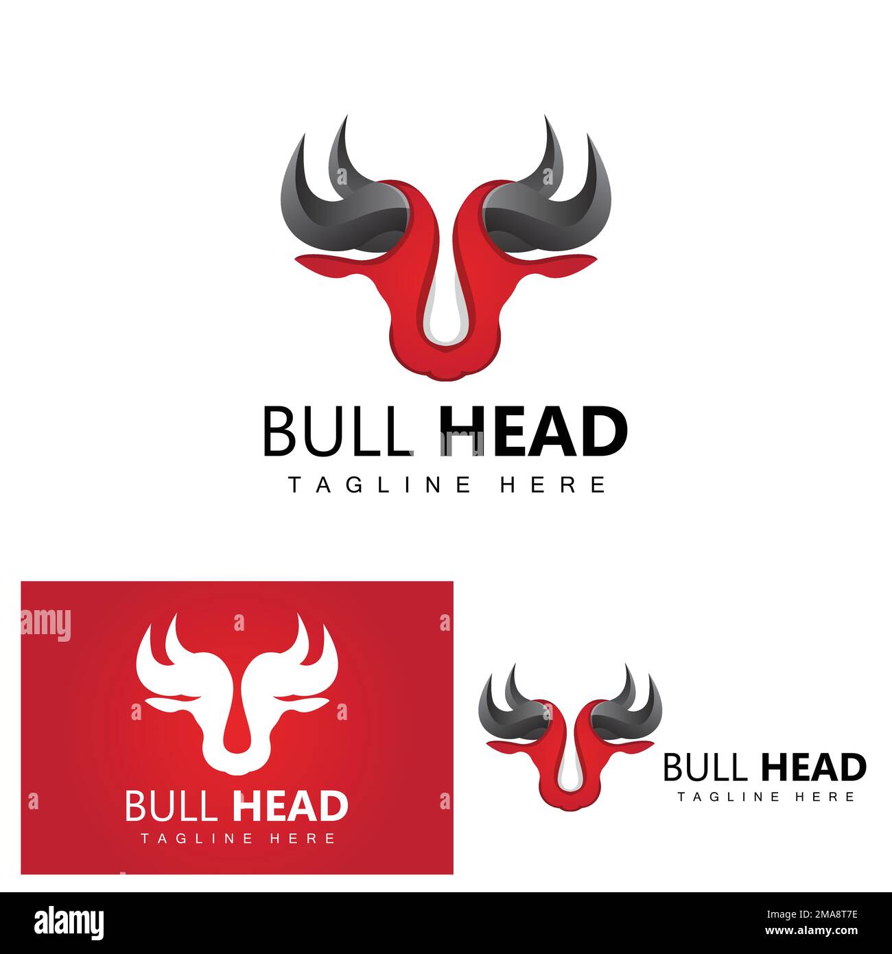 Logo Bull Head, vecteur d'animaux de ferme, illustration du bétail, icône de la marque de l'entreprise Illustration de Vecteur