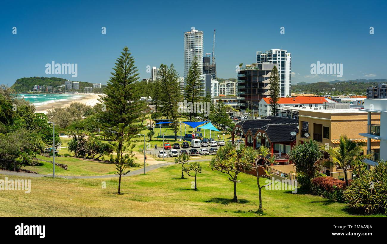 Gold Coast, Queensland, Australie - banlieue de Miami vue depuis North Burleigh Lookout Banque D'Images