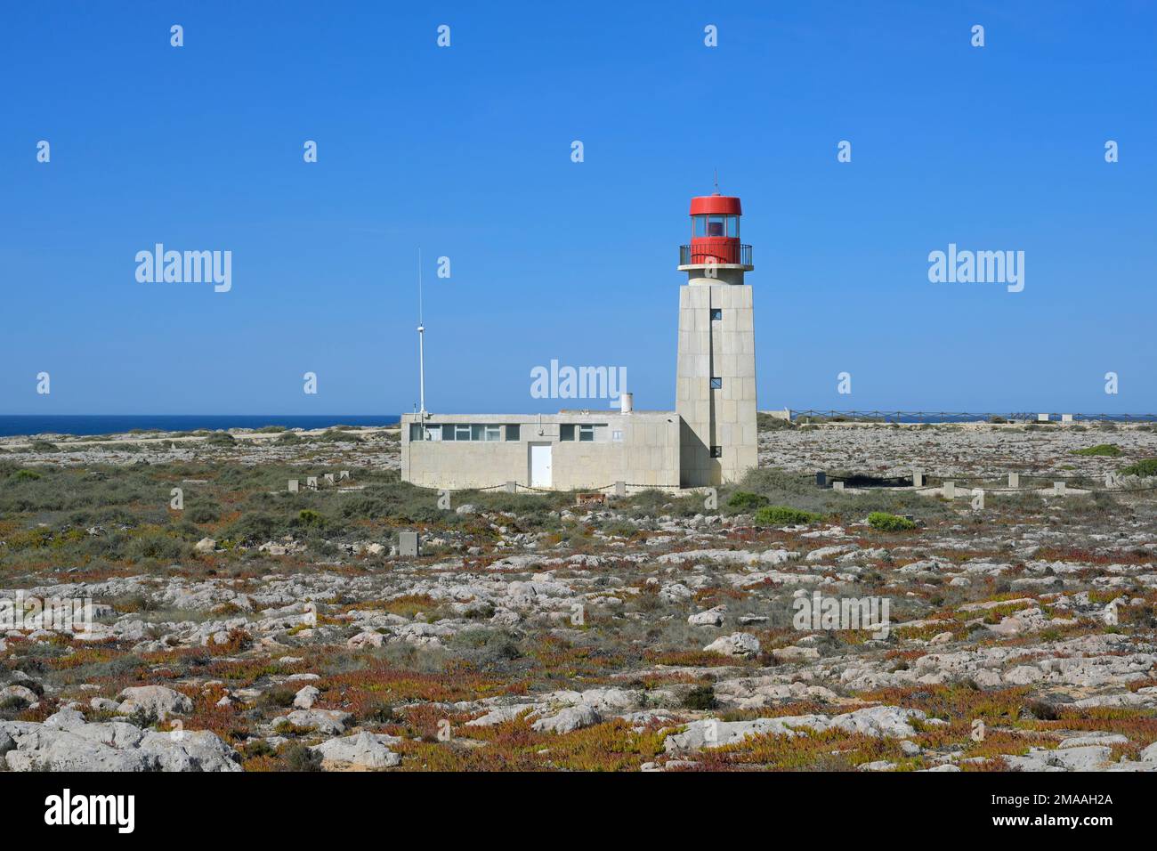 Phare de Ponta de Sagres, forteresse de Sagres, Sagres, Vila do Bispo, quartier de Faro, Algarve, Portugal Banque D'Images