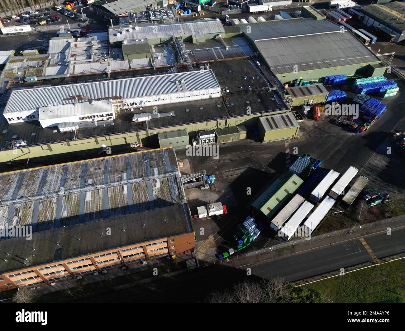 Vue aérienne de l'usine de transformation alimentaire de Culina and Avara Foods ( poulet ) à Hereford Herefordshire au Royaume-Uni en janvier 2023 Banque D'Images