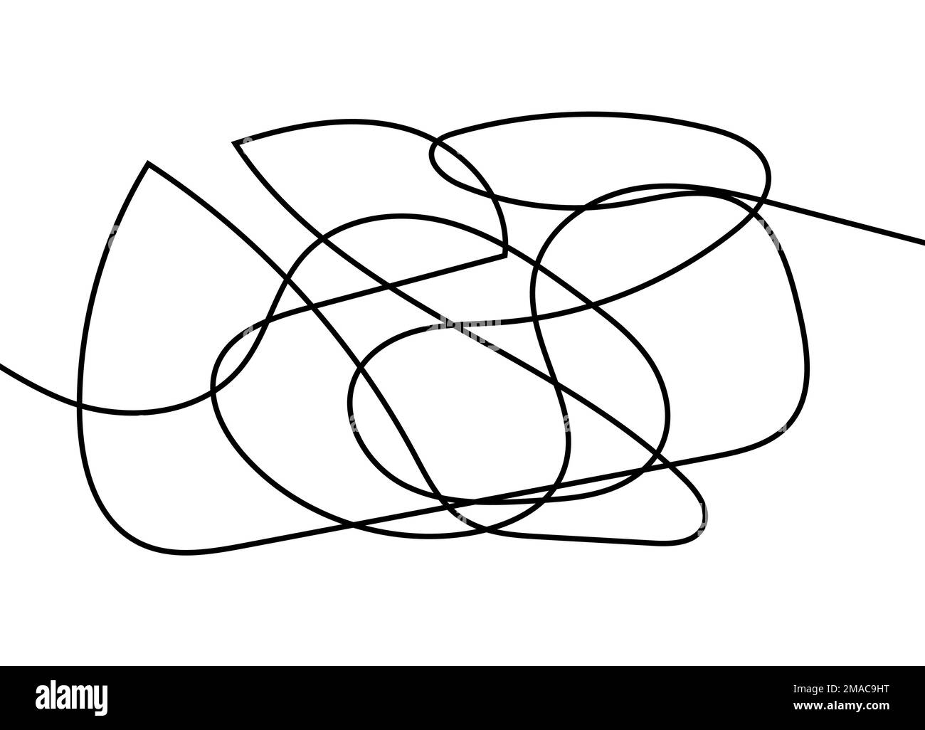 Texture enchevêtrée abstraite.Lignes aléatoires chaotiques.Objet tracé à la main depuis le début et la fin. Illustration vectorielle. Illustration de Vecteur