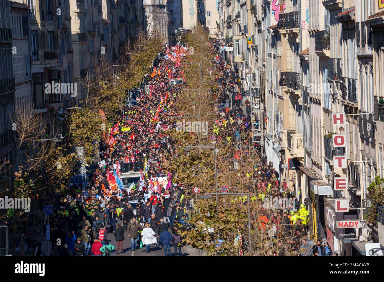Gredab / le Pictorium - manifestation contre la réforme des retraites - 19/1/2023 - France / Bouches-du-Rhône / Marseille - manifestation contre la réforme des retraites à Marseille à l'appel de tous les syndicats. Banque D'Images
