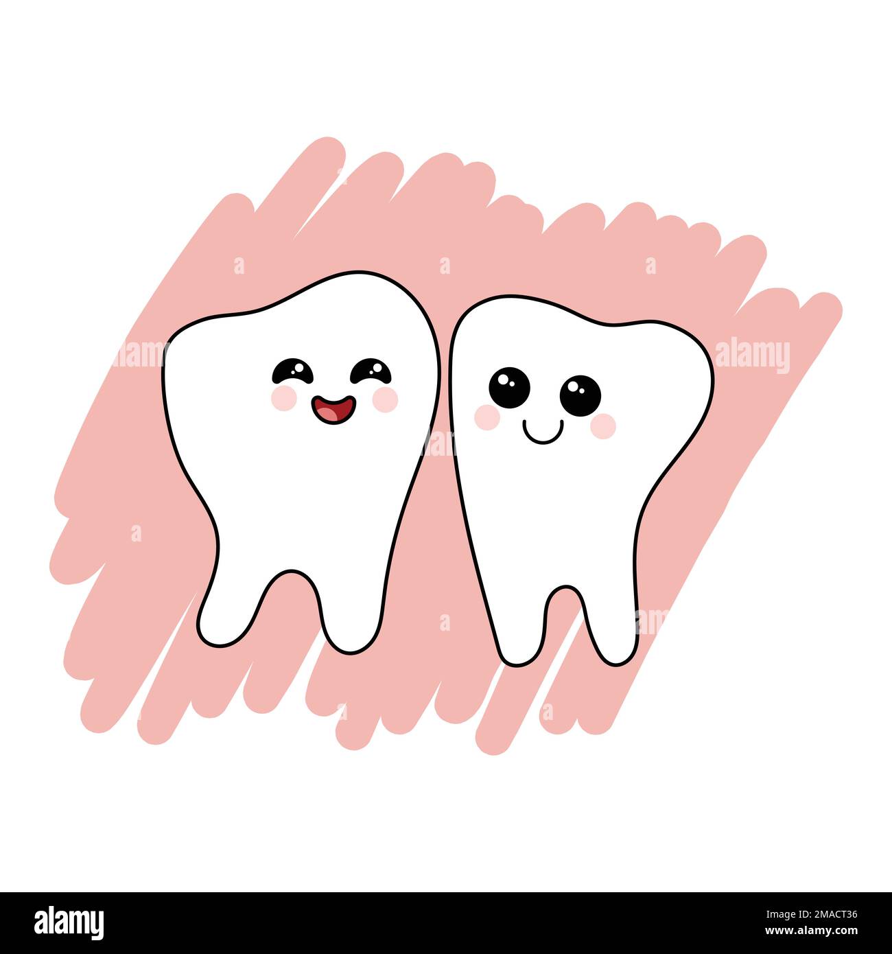 Dent ébréchée et dent saine après traitement Illustration de Vecteur