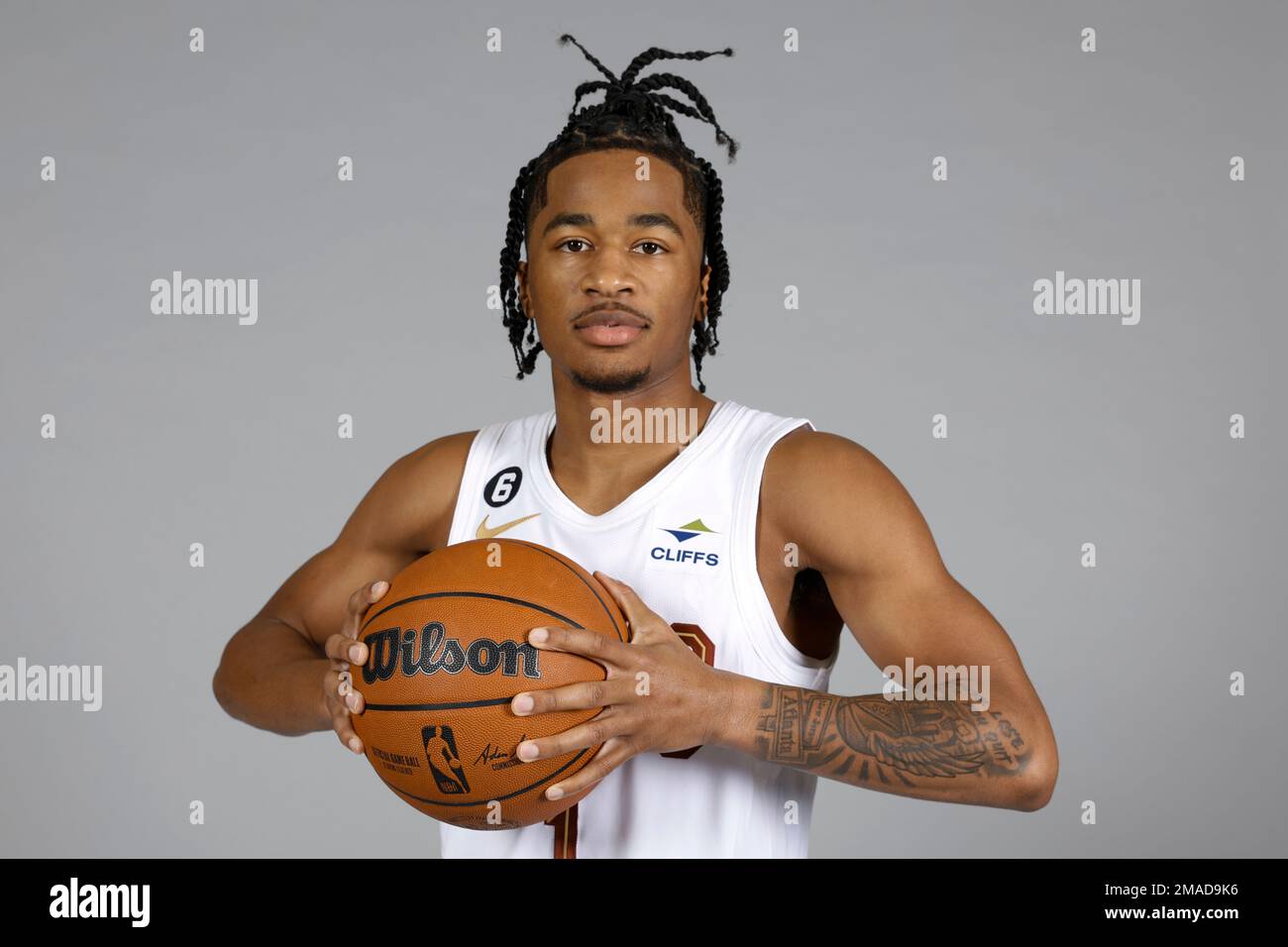 Cleveland Cavaliers guard Sharife Cooper poses for a portrait during the  NBA basketball team's media day, Monday, Sept. 26, 2022, in Cleveland. (AP  Photo/Ron Schwane Photo Stock - Alamy