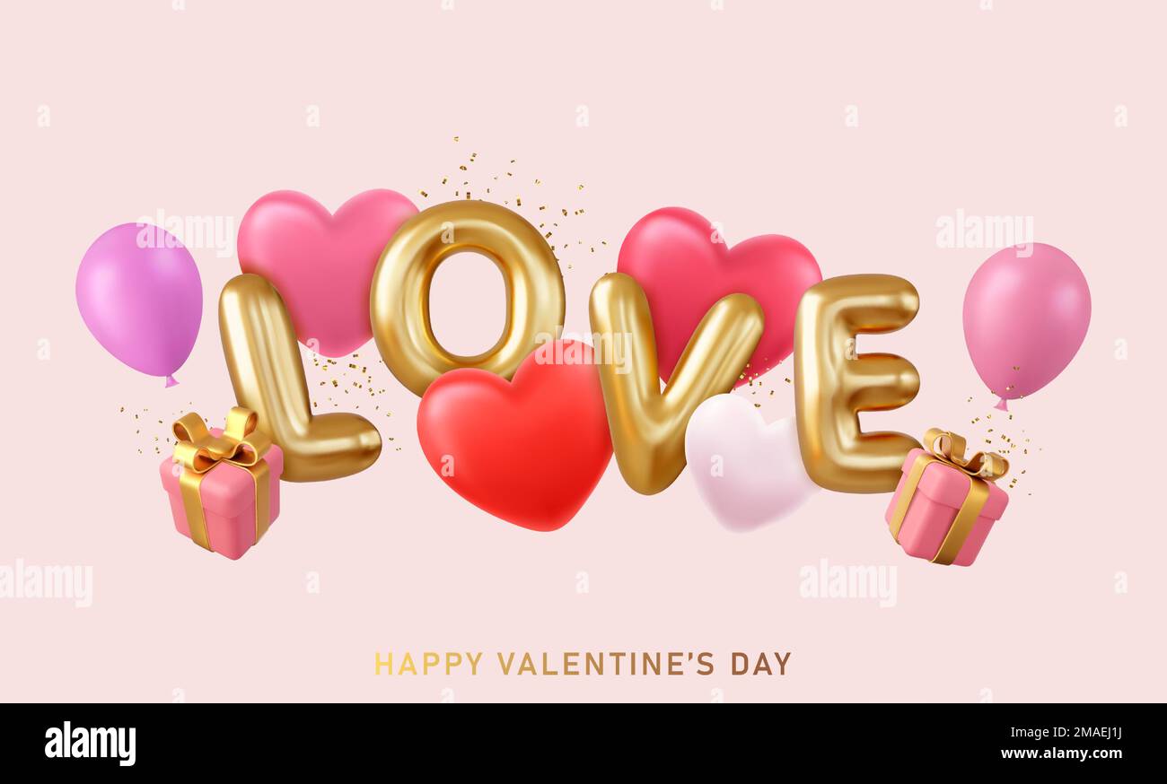 3D composition créative romantique. Illustration de Vecteur