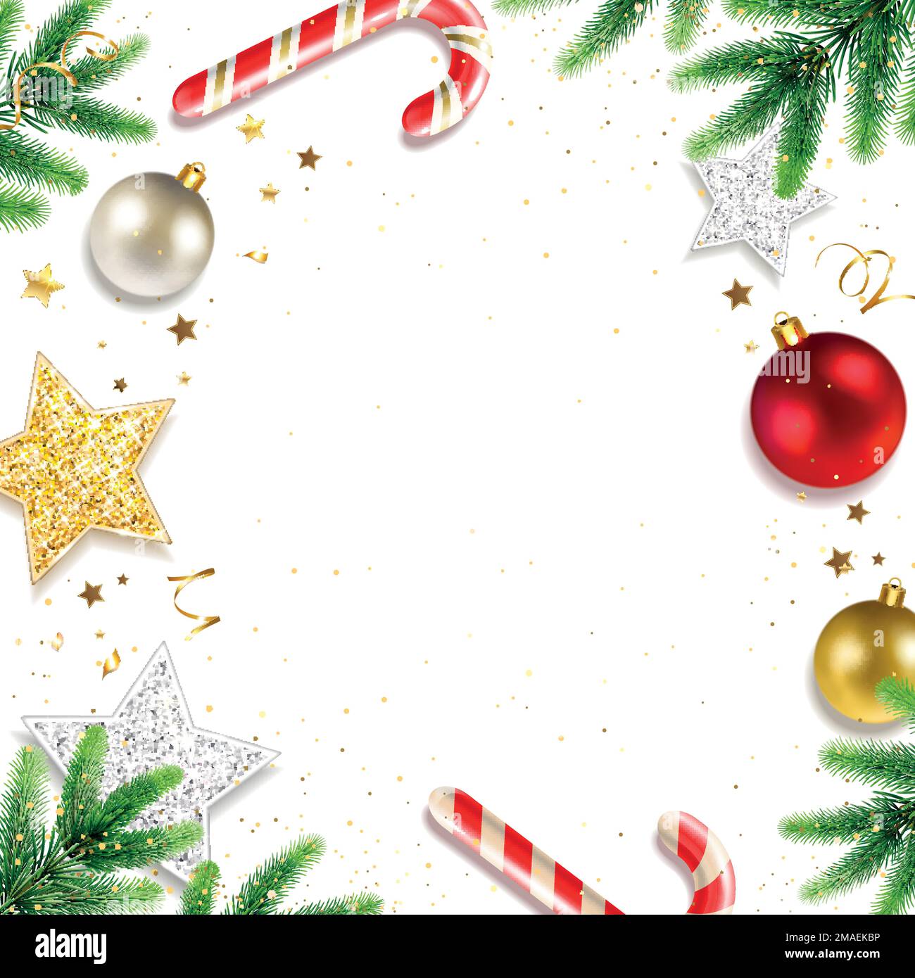 Fond de Noël avec décorations de Noël et bonbons Illustration de Vecteur