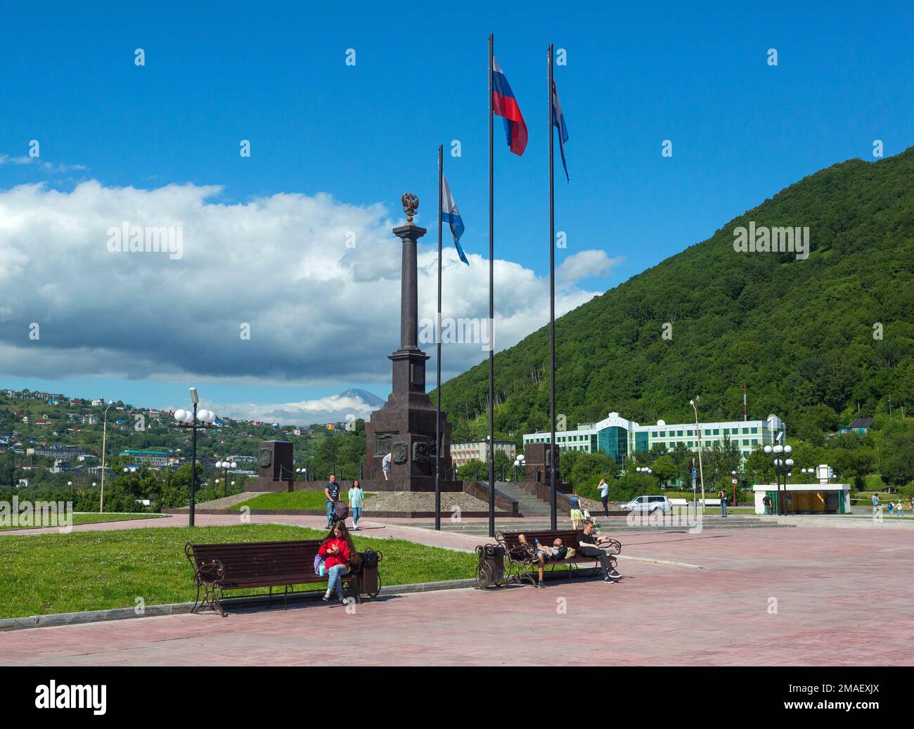 Petropavlovsk-Kamchatsky, Russie - le 27 juillet 2017 : Stela Ville de la gloire militaire à Yichun. Banque D'Images