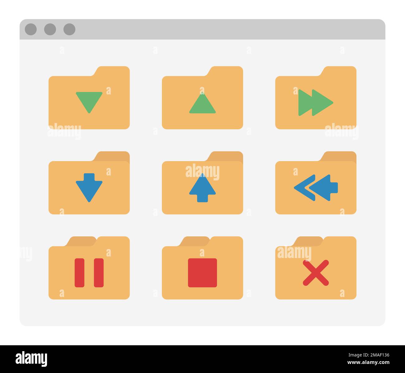fenêtre d'interface de bureau avec dossiers flèches forme icône isolé simple ui vecteur plat illustration Illustration de Vecteur
