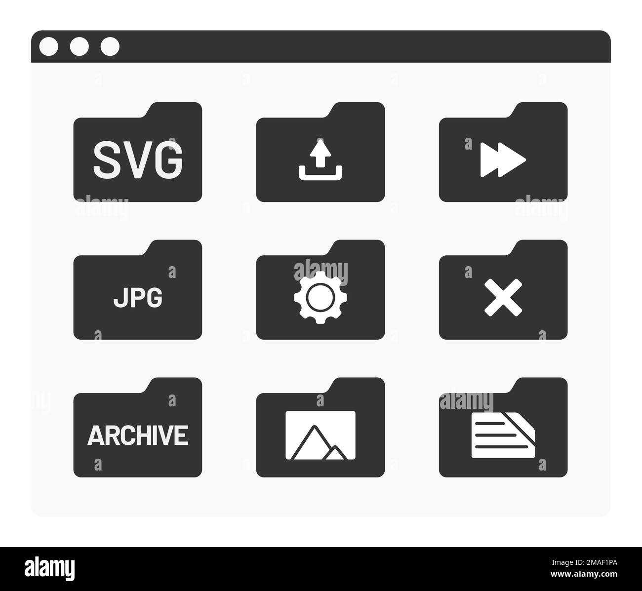 fenêtre d'interface de bureau avec dossiers forme icône isolé simple ui vecteur plat illustration Illustration de Vecteur