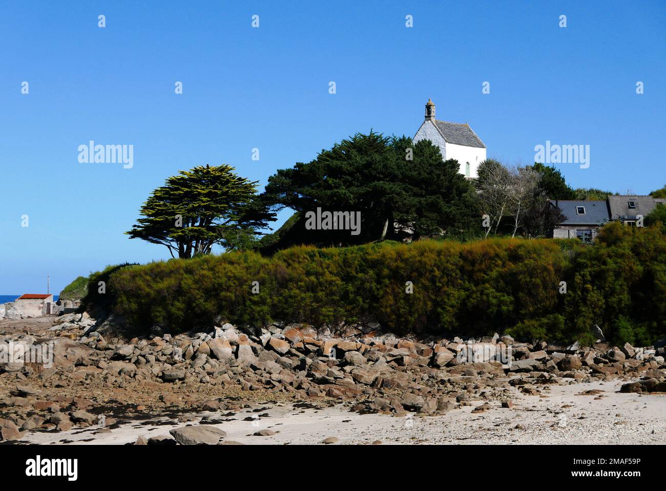 Gravure Ancienne – Chapelle Sainte-Barbe à Plouharnel – Bretagne – Morbihan – Vintage