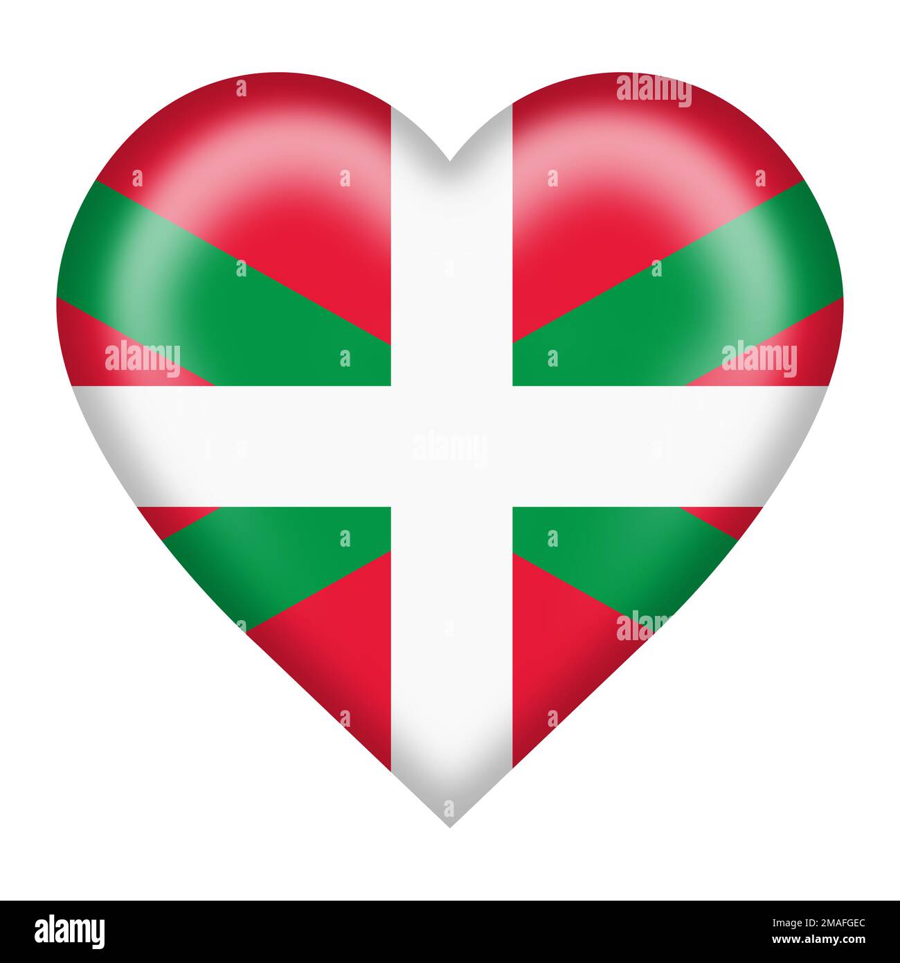 Illustration du bouton en forme de coeur avec repère basque 3D Banque D'Images