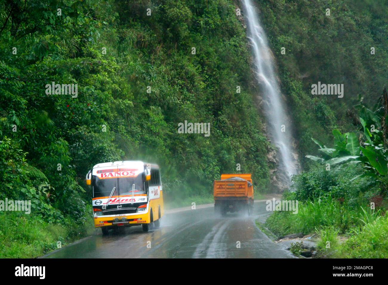 Road View Baños-El Puyo, Amazonie, Equateur, Amérique Banque D'Images