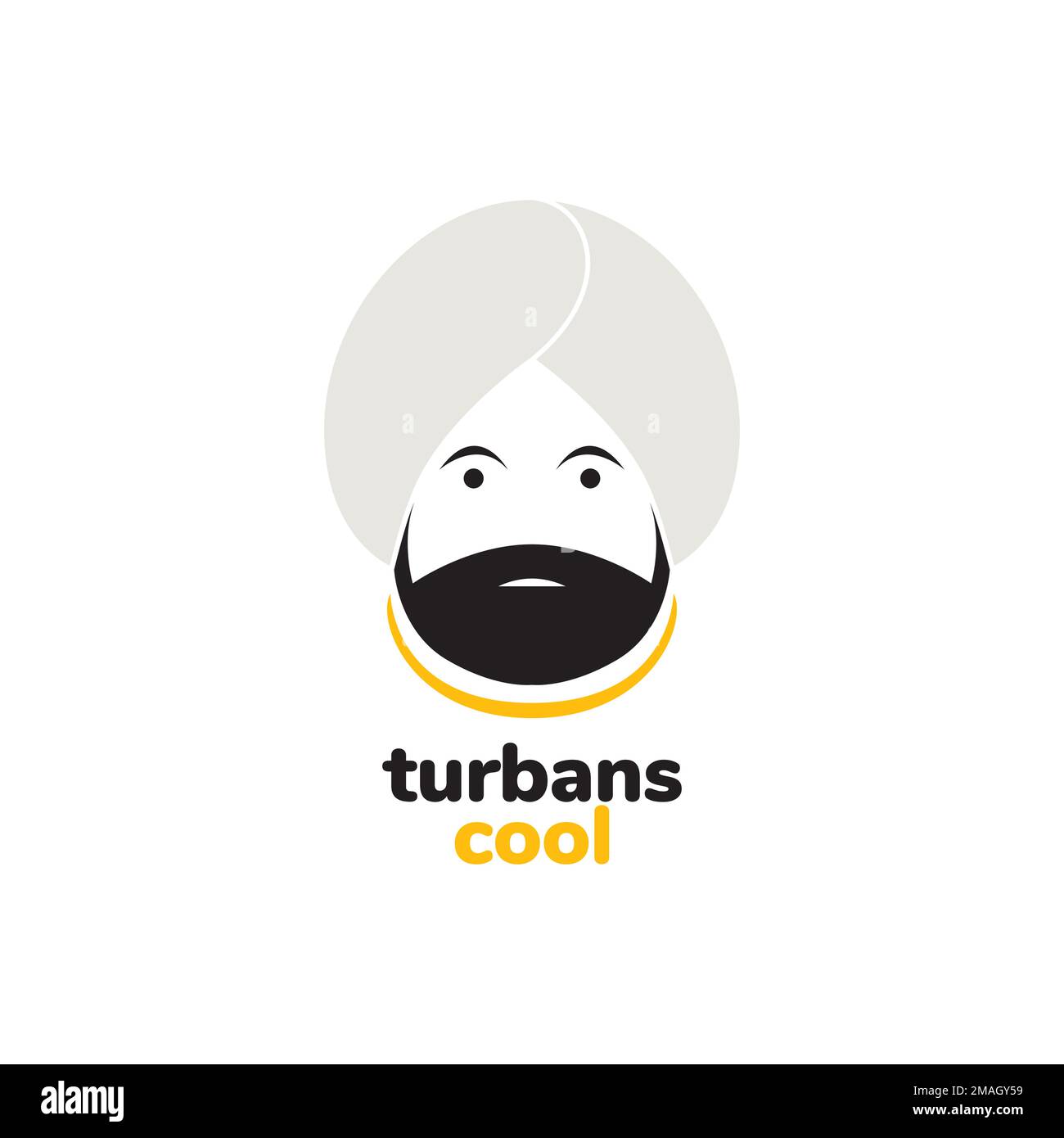 face old man harnais turbans barbu mignon mascotte logo design icône modèle d'illustration Illustration de Vecteur
