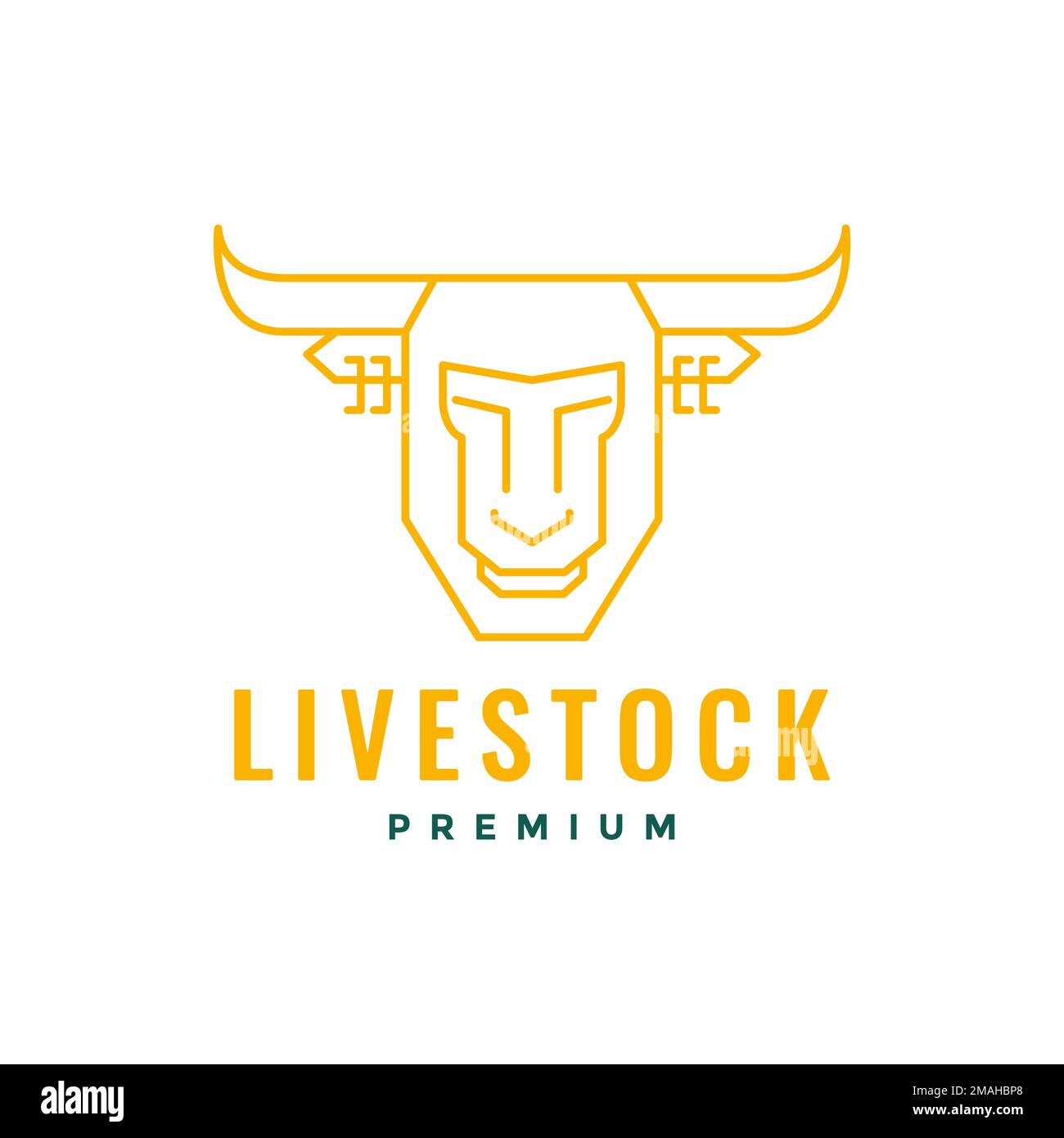 tête corned animal bétail vache qualité logo design vecteur icône modèle d'illustration Illustration de Vecteur