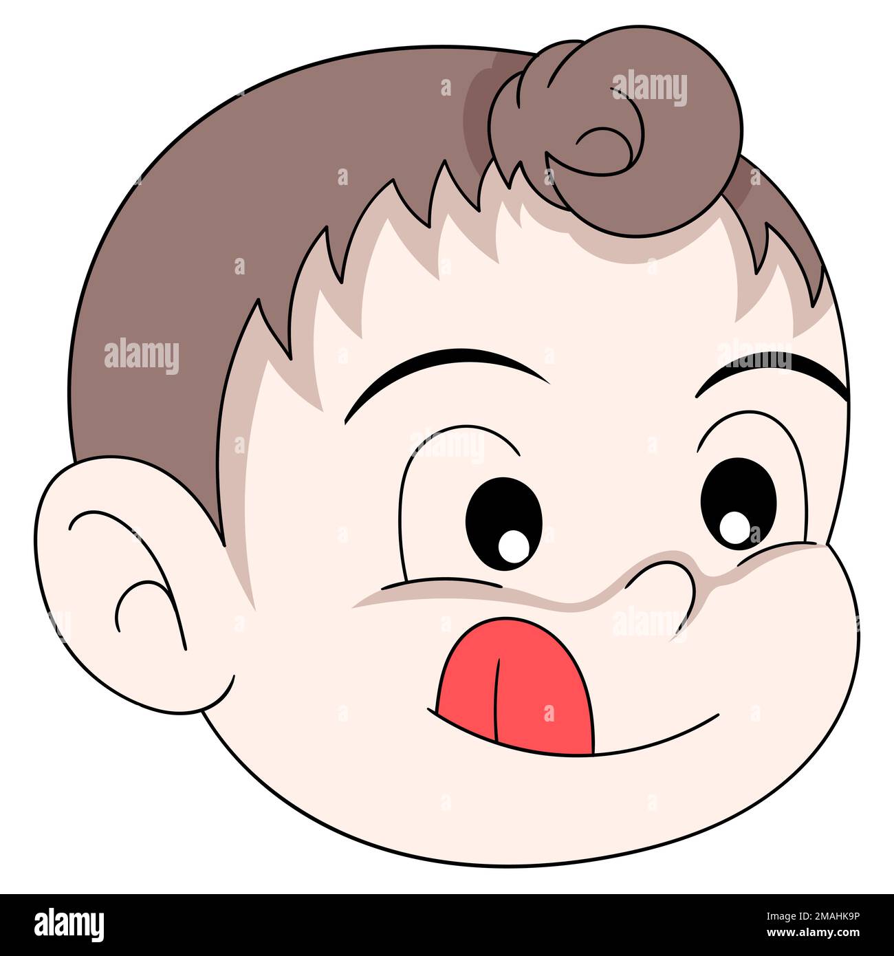 émoticone tête de bébé garçon montre des expressions faciales de désir passionné. illustration de conception vectorielle Illustration de Vecteur