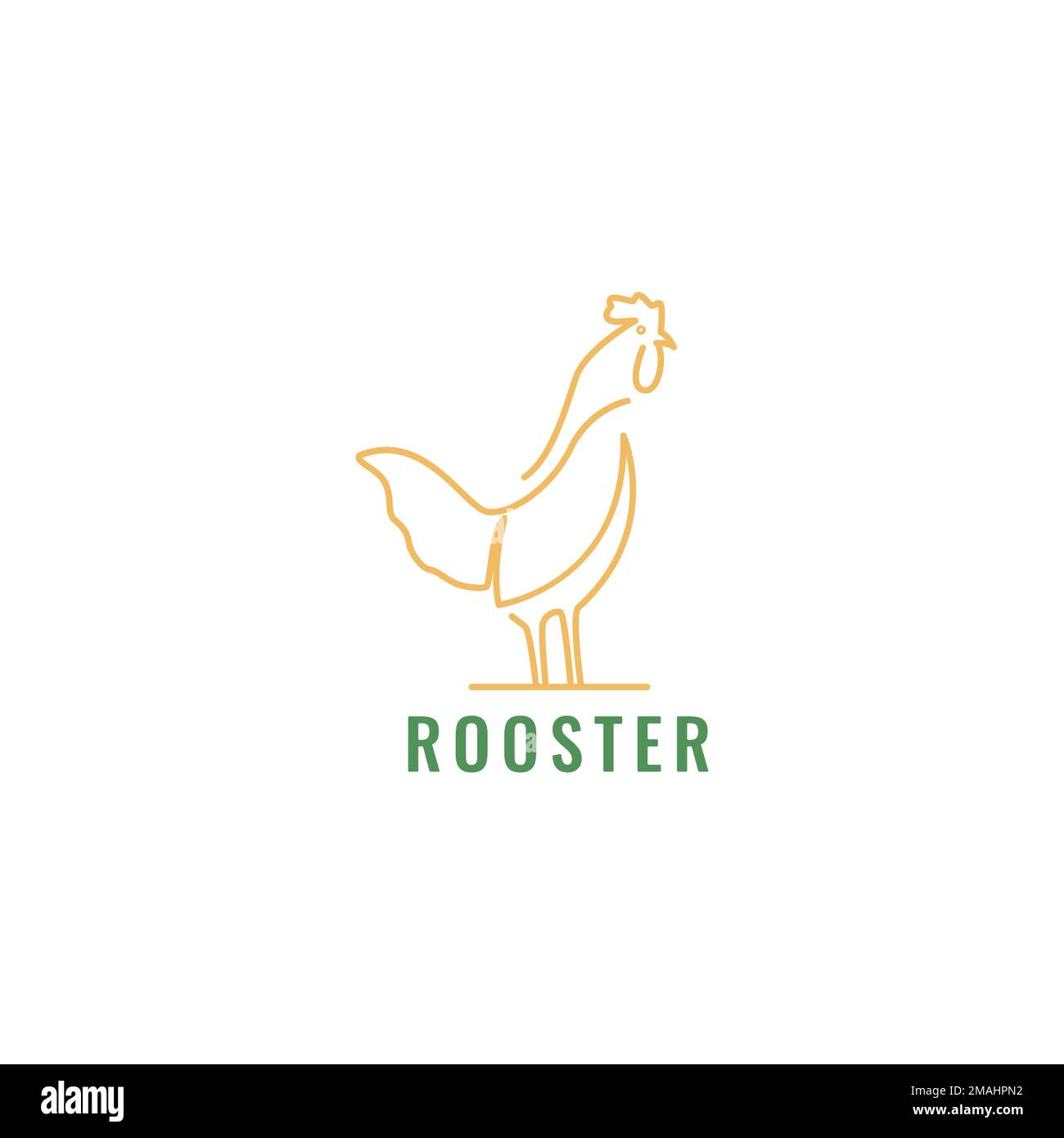 poulet coq volaille crowing morning line art minimal logo design vecteur icône modèle d'illustration Illustration de Vecteur