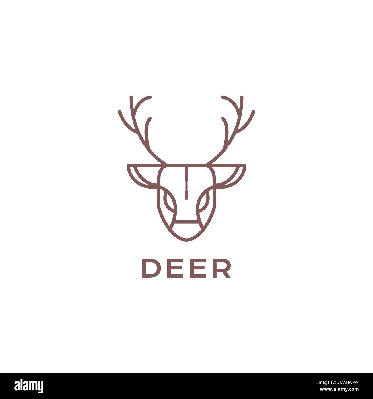 tête de cerf long corne forêt savane ligne géométrique logo minimal design vecteur icône modèle d'illustration Illustration de Vecteur