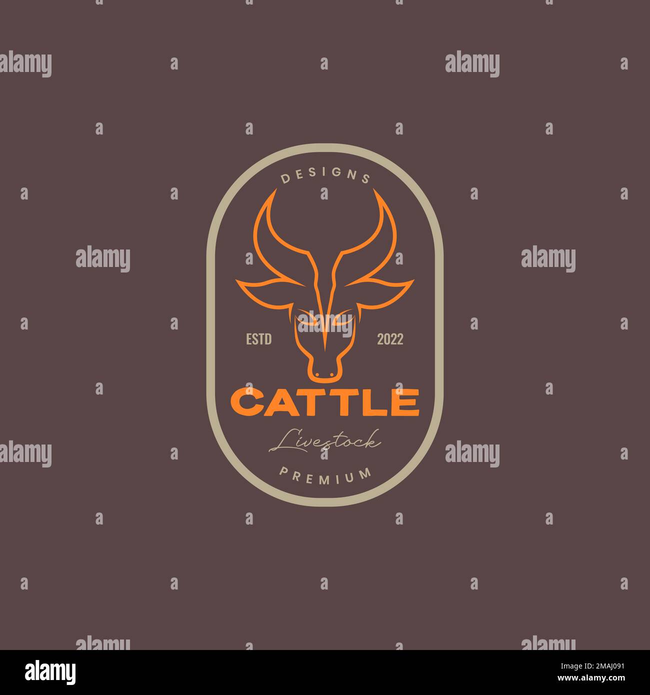 portrait bétail bétail vache long corne viande avec style rétro badge logo design vecteur icône modèle d'illustration Illustration de Vecteur