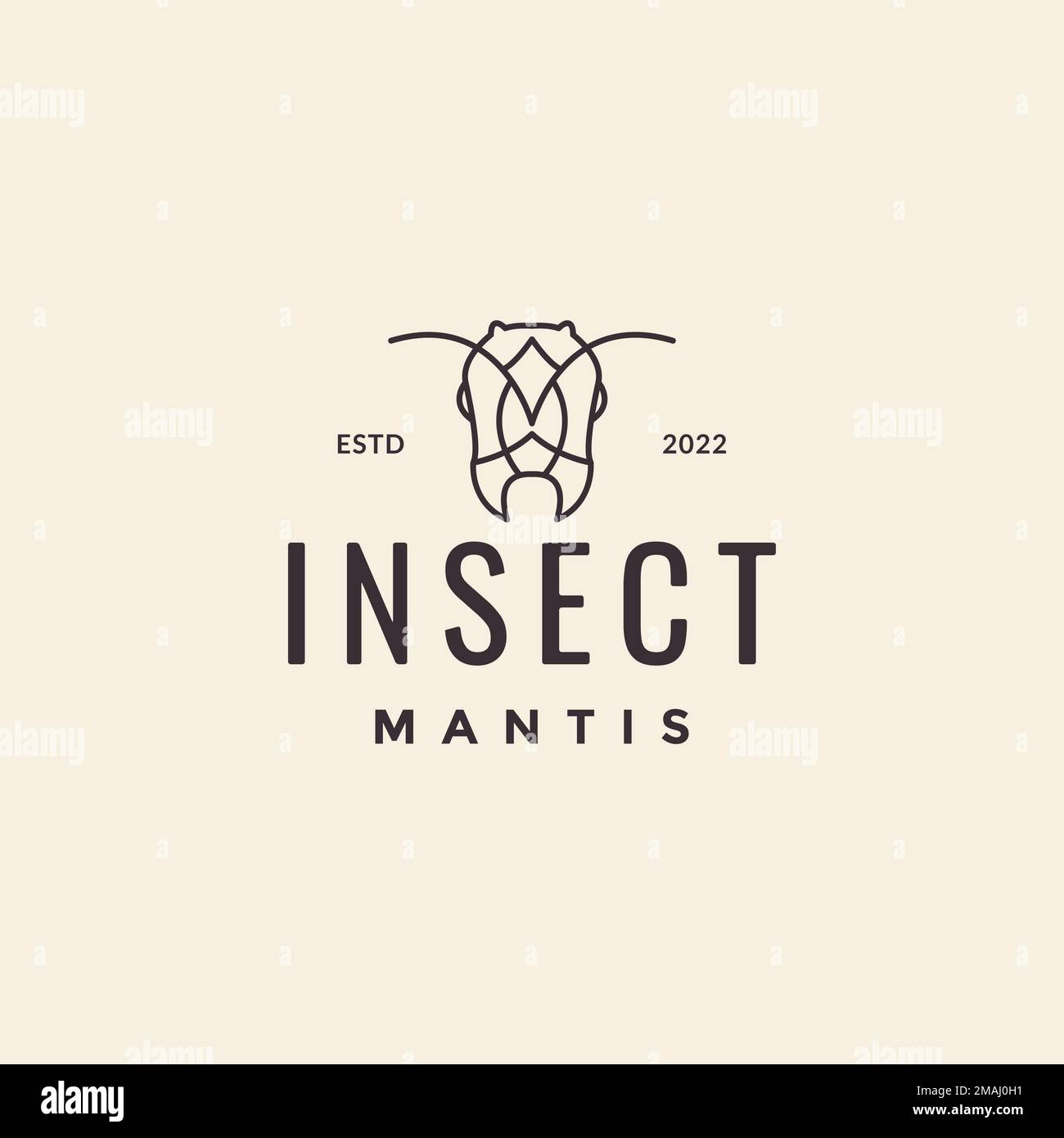 mantis tête insecte petit animal lignes art hipster vintage logo design vector icône modèle d'illustration Illustration de Vecteur