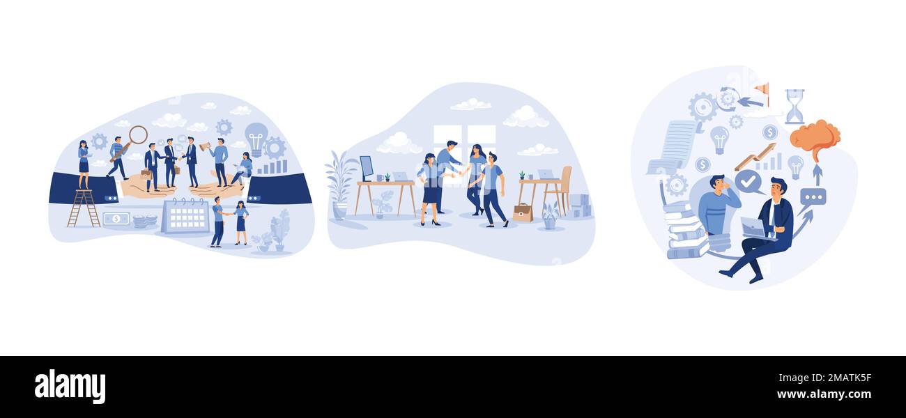 La coopération d'affaires comme nouveau concept de personne de développement d'accord ou d'accord, les objectifs professionnels de travail, les attitudes et les pratiques, la créativité comme affaires Illustration de Vecteur