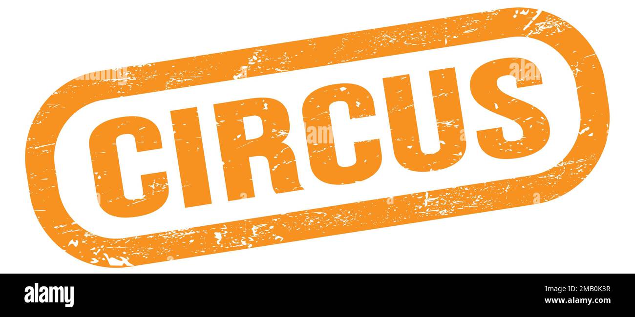 CIRQUE, texte écrit sur le signe orange du rectangle. Banque D'Images