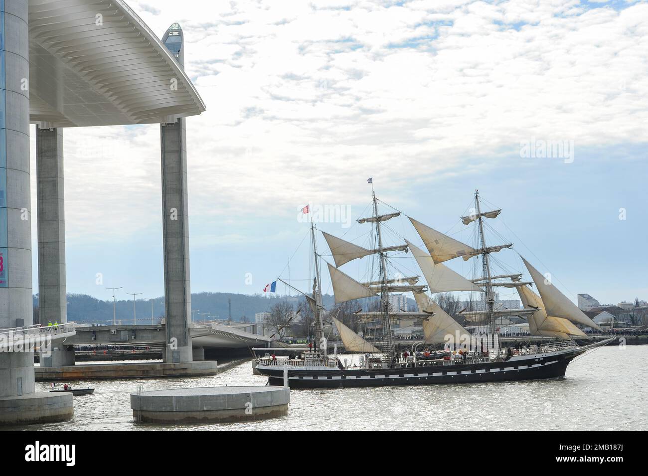 Bordeaux, France - MARS 16 2013 : l'ancien navire le Belem amarré dans le port de Bordeaux sur la Garonne Banque D'Images