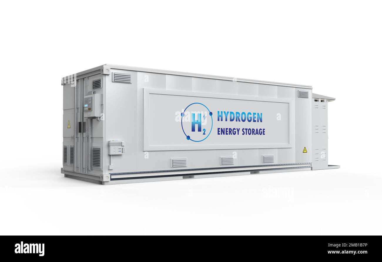 3d système de stockage de l'énergie de rendu ou unité de conteneur de batterie à l'hydrogène Banque D'Images