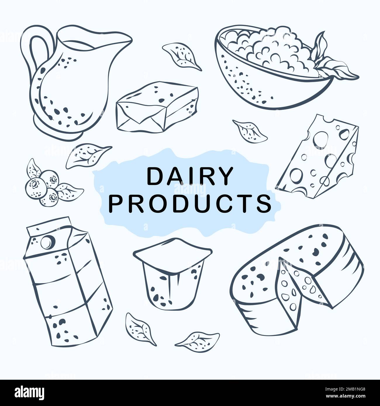 illustration vectorielle de dessin manuel de produits laitiers Illustration de Vecteur