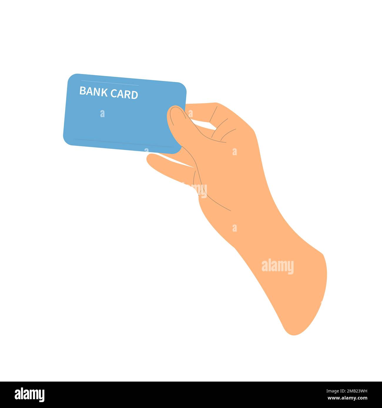 Porte-mains carte de crédit, carte bancaire. Paiement, transaction ou achat. Isolé sur fond blanc, processus d'achat de carte bancaire. Illustration vectorielle Illustration de Vecteur