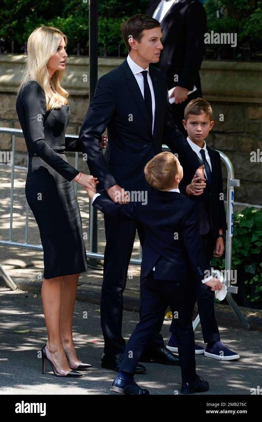 Ivanka Trump, left, and Jared Kushner arrive with their sons Theodore ...