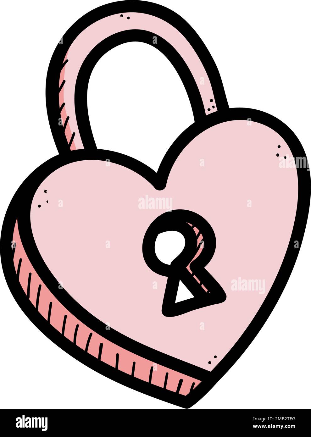 Clé en forme de coeur et symboles de l'amour pour l'anniversaire, le mariage. Illustration du vecteur de cadenas pour la Saint-Valentin. Illustration de Vecteur