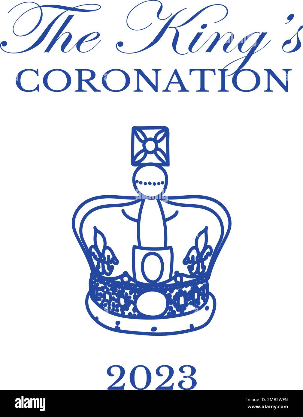 Affiche pour King Charles III Coronation avec illustration du vecteur drapeau britannique. Carte de vœux pour célébrer le couronnement du prince Charles de Galles devient roi d'Angleterre. Illustration de Vecteur