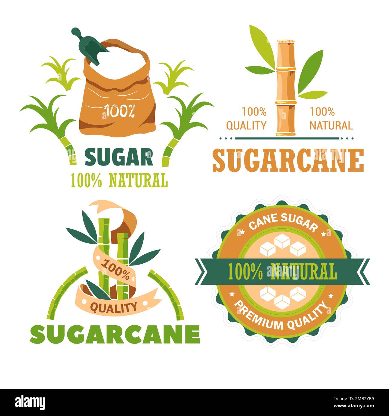 L'agriculture et l'agriculture des plantations de canne à sucre ont isolé des icônes Illustration de Vecteur