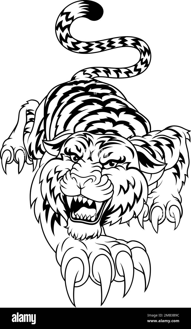 Tiger Angry Tigers Team Sports Mascot Roaring Illustration de Vecteur