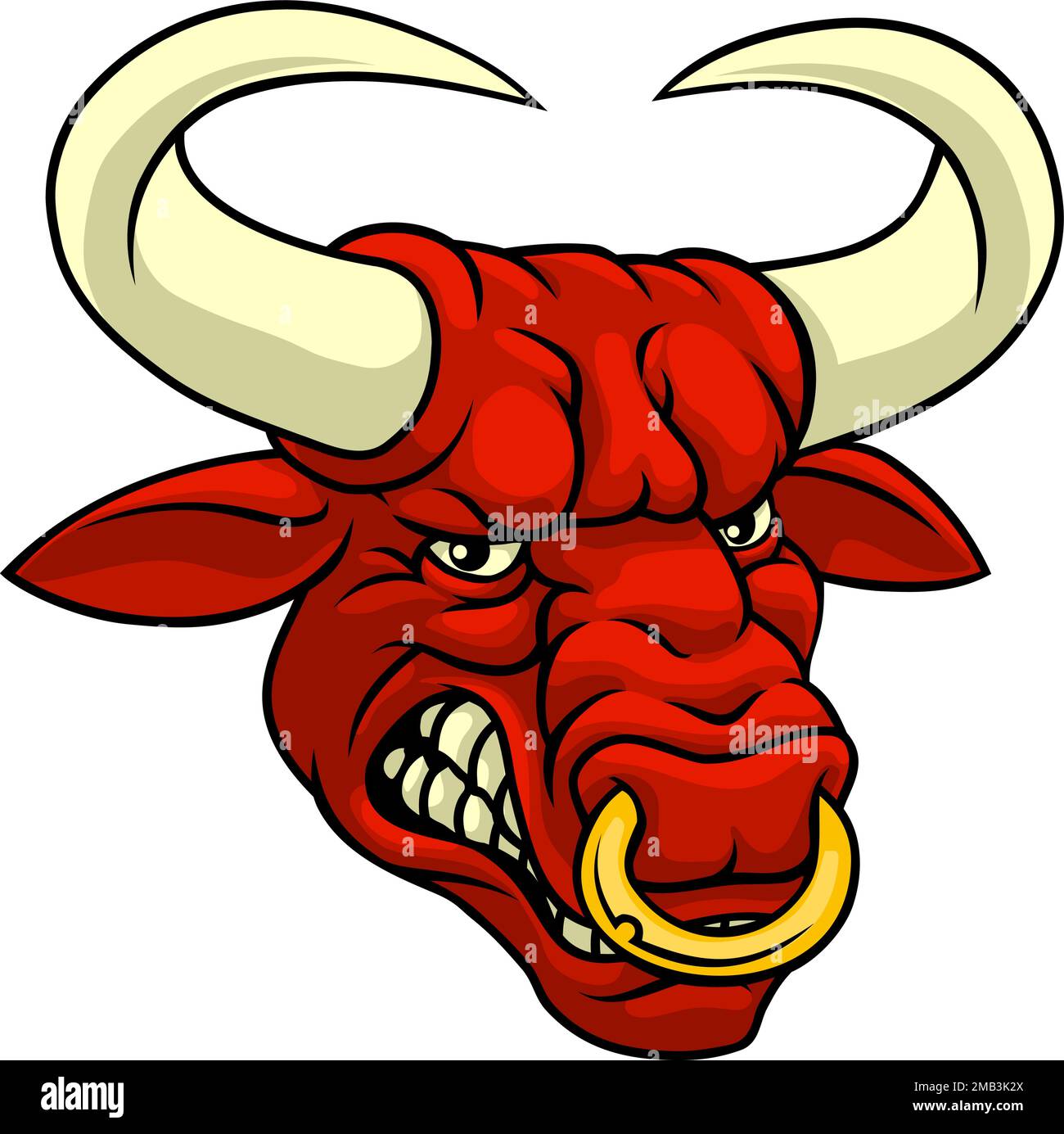 Bull Minotaur Longhorn Monster Cow Mascot Cartoon Illustration de Vecteur