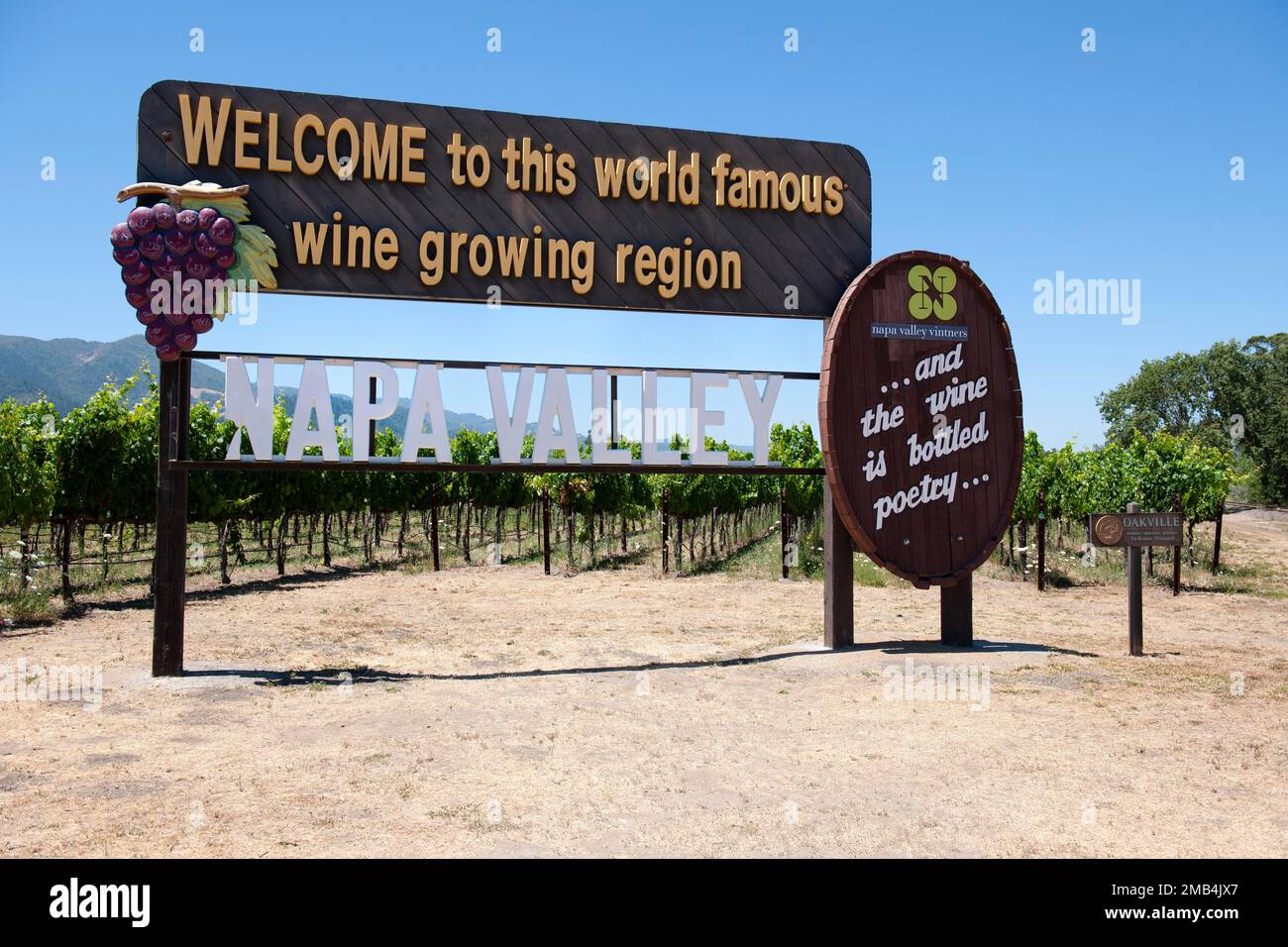 Panneau d'entrée de la région viticole de Napa Valley, Californie, États-Unis, Amérique du Nord Banque D'Images
