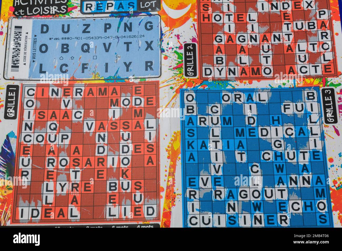 Gratch Loto Québec Scratch and Win billet de loterie Crossword, Shot in Studio, Québec, Canada Banque D'Images