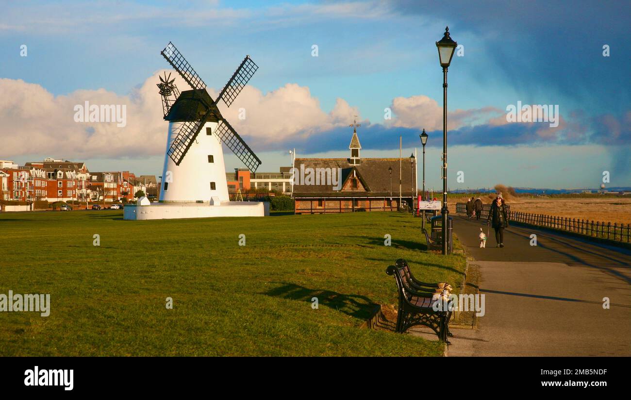 Une vue sur la promenade de Lytham St Annes, Lancashire, Royaume-Uni, Europe le jeudi 19th, Janvier 2023 Banque D'Images