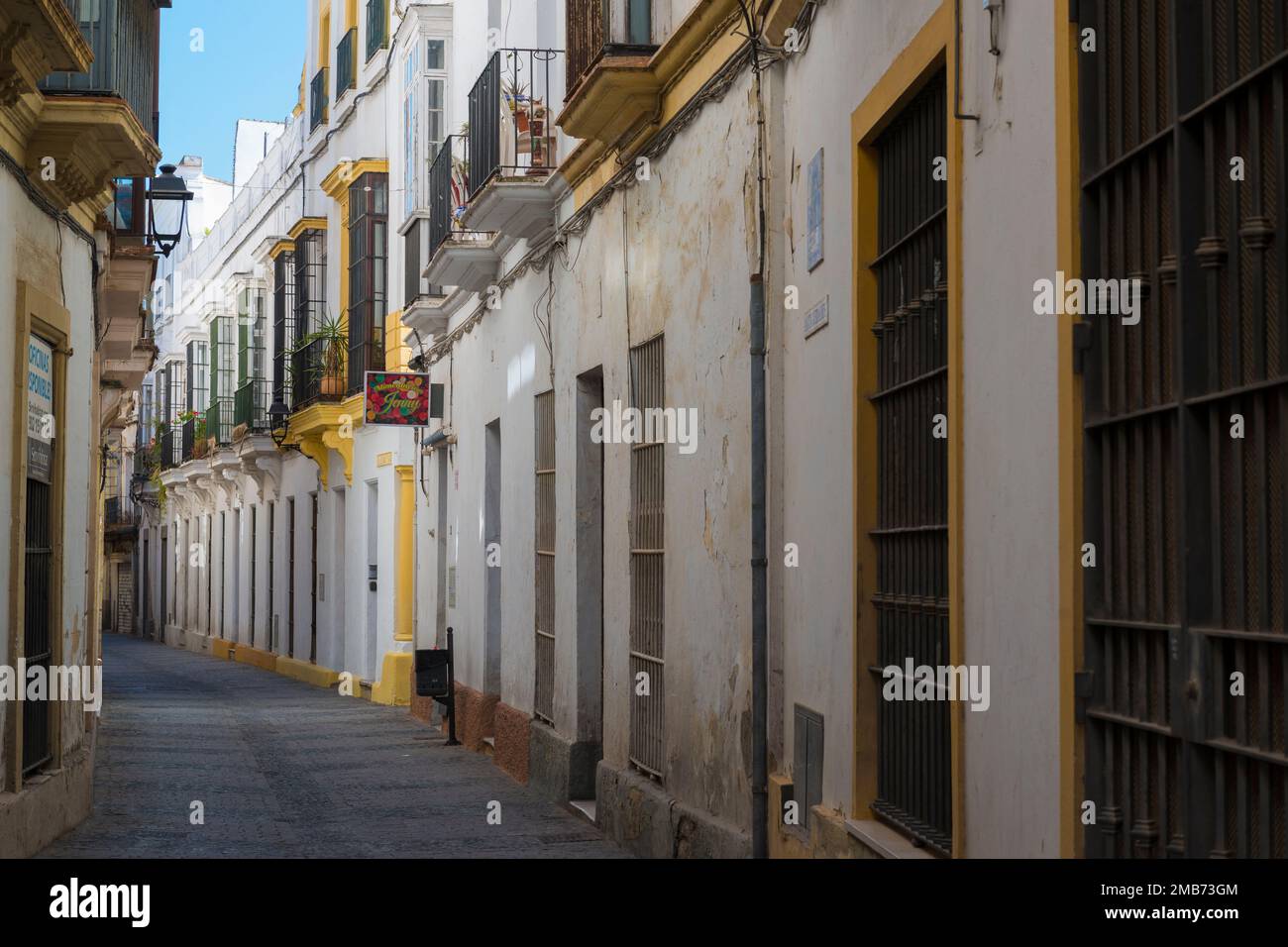 Vue sur la rue à Jerez de la Frontera , Andalousie, Espagne. Banque D'Images