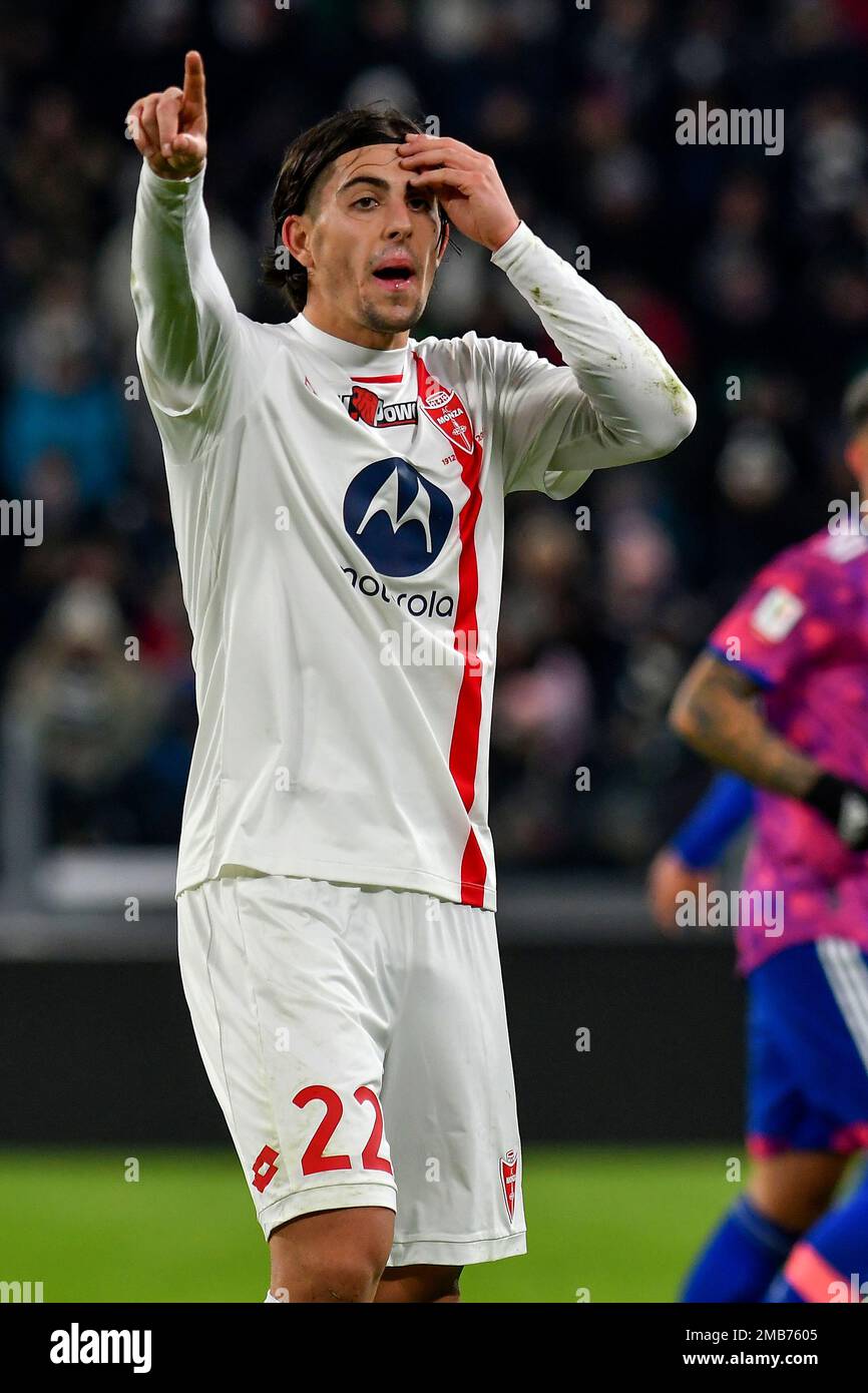 Filippo Ranocchia d'AC Monza réagit pendant le match de football de la coupe d'Italie entre Juventus FC et AC Monza. Banque D'Images Filippo Ranocchia d'AC Monza réagit pendant le match de football de la coupe d'Italie entre Juventus FC et AC Monza. Banque D'Images